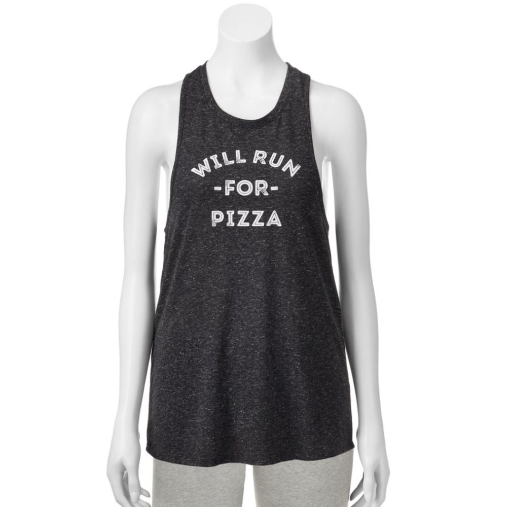 Will run for pizza grey gym tank